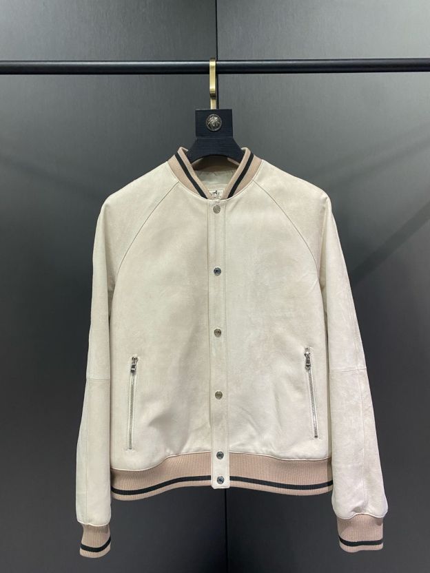 エルメス「Hermès」スエード レザー ベースボール ジャケット