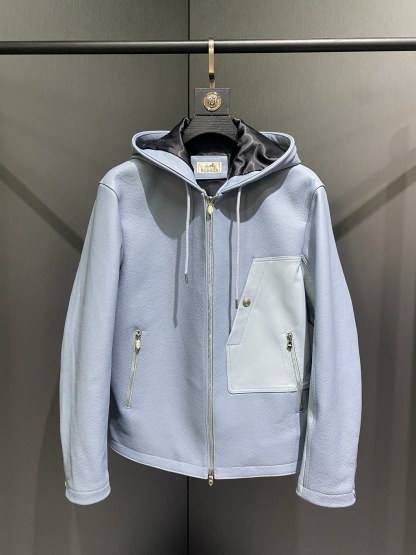エルメス「Hermès」トップレザー フーデッド ジャケット