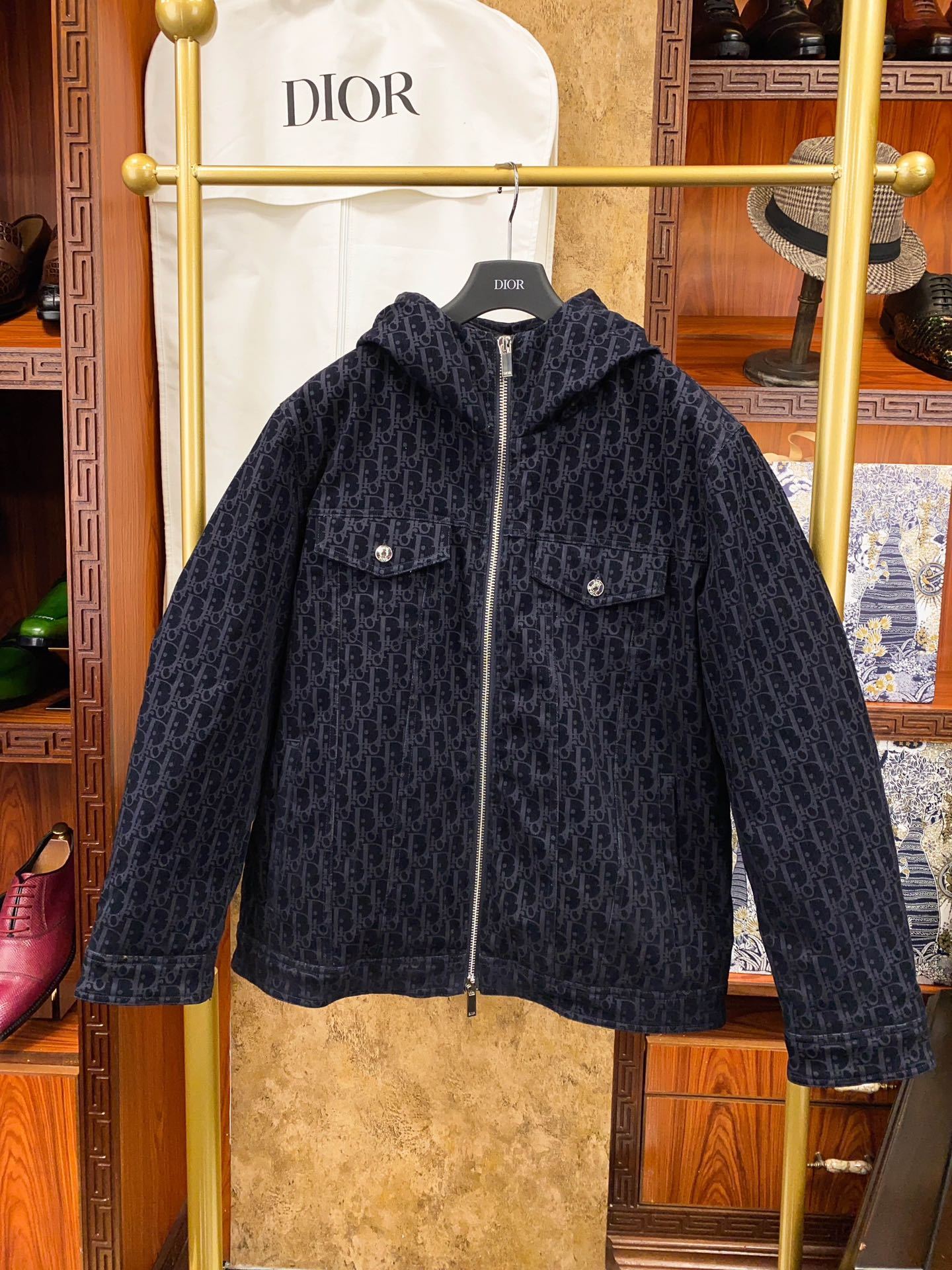 ディオール「Dior」OBLIQUE ダウンフード付きジャケット