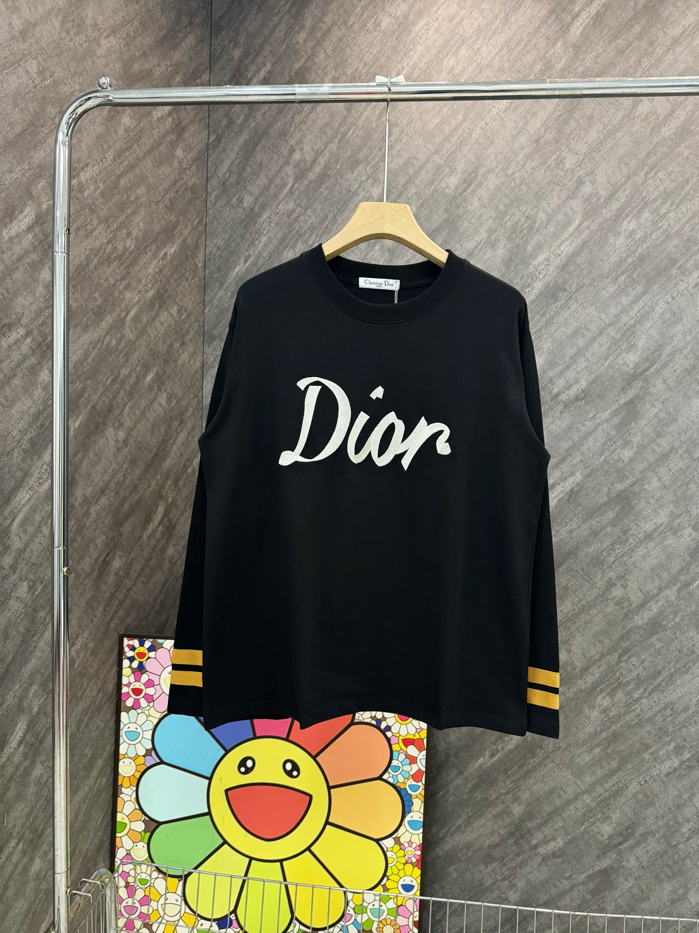 ディオール「Dior」リボン & 47 ロゴ 刺繍 ロング Tシャツ