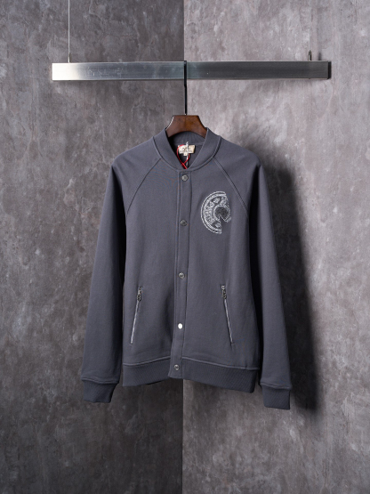 エルメス「Hermès」ベースボール ジャケット スモーキーグレー