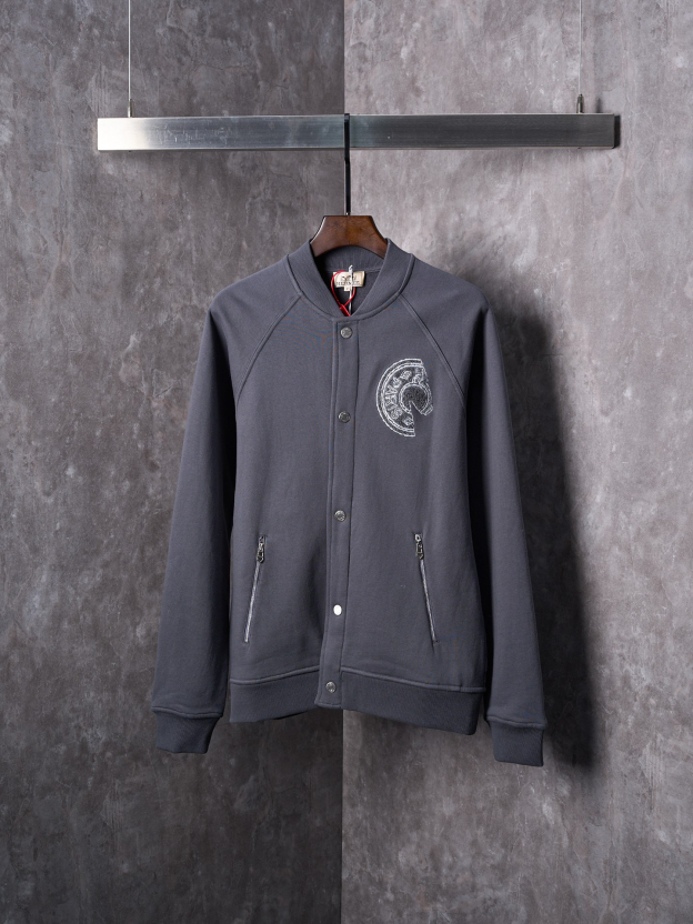 エルメス「Hermès」ベースボール ジャケット スモーキーグレー