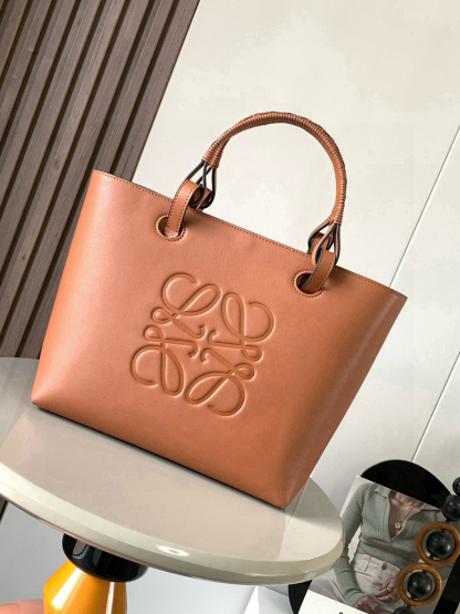ロエベ「Loewe」Anagram Tote レザー＆リネン トートバッグ