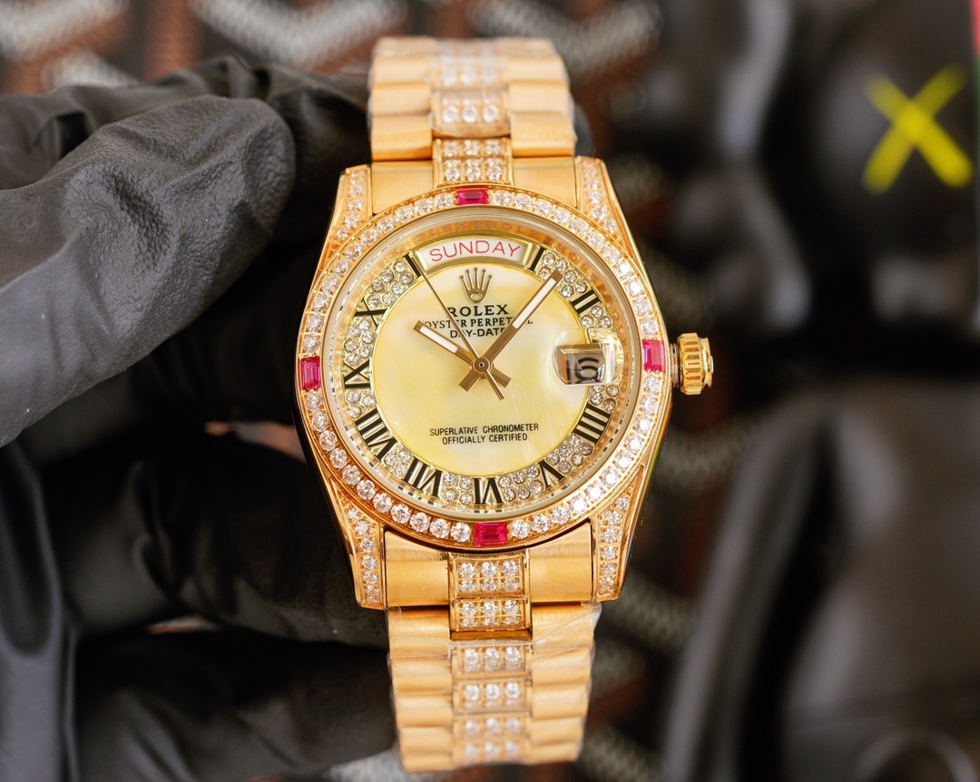 ロレックス「Rolex」デイトナ 126589TBR フルダイヤモンド クロノグラフ腕時計40mm