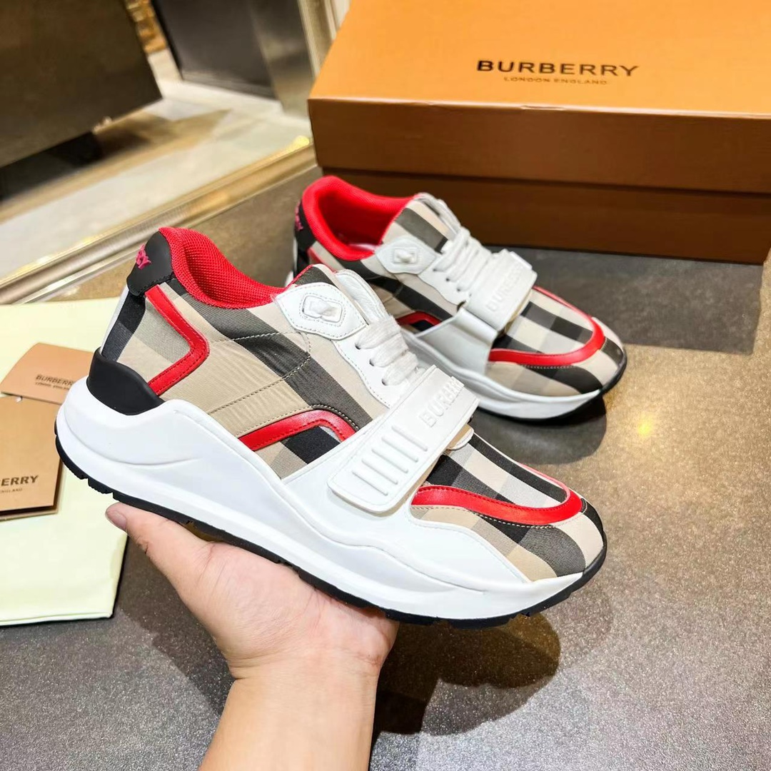 バーバリー「Burberry」バーバリー チェック プラットフォーム スニーカー / レザースニーカー