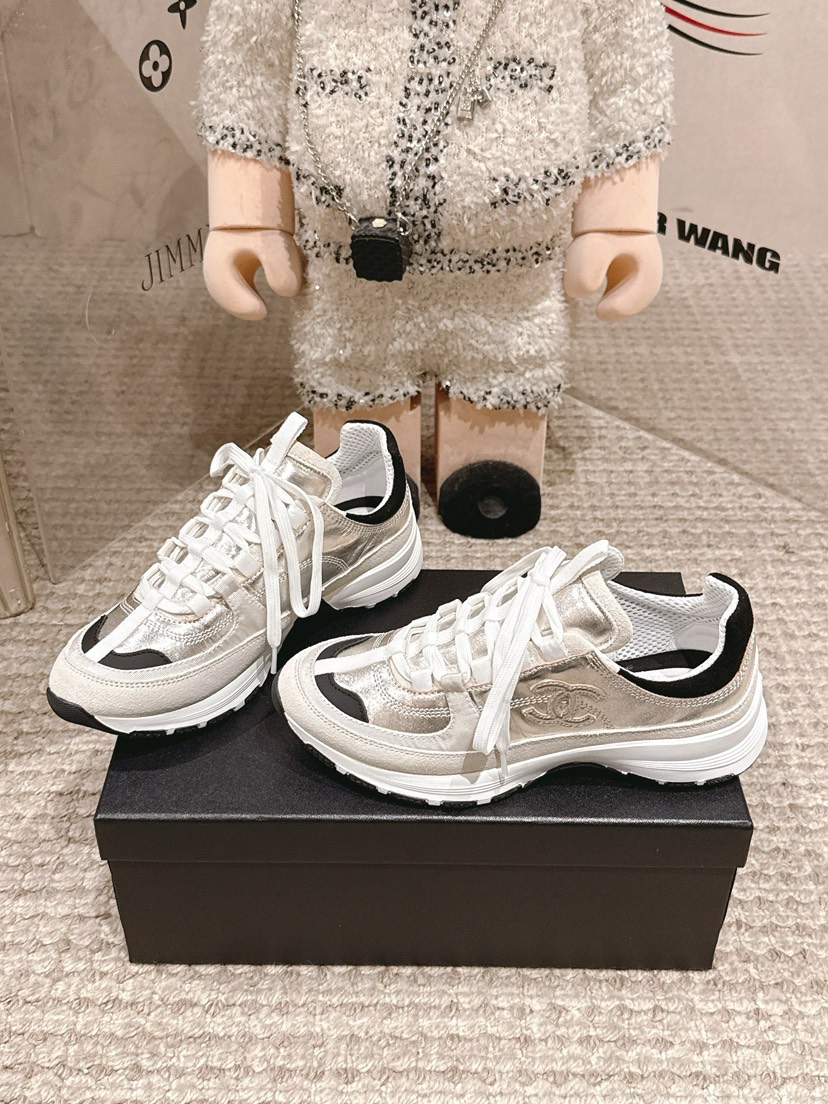 シャネル「Chanel」シャネル スタイル レザースニーカー (パンダカラー) / レジャースニーカー