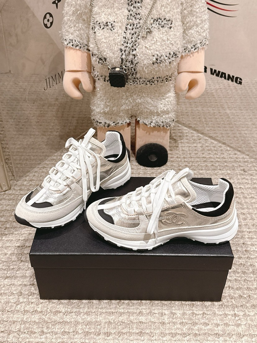 シャネル「Chanel」シャネル スタイル レザースニーカー (パンダカラー) / レジャースニーカー