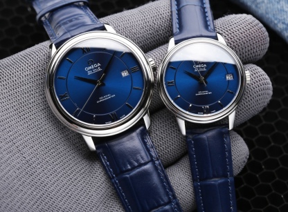 オメガ「Omega」デビル プレステージ カップルウォッチ メンズ39.5MM＆レディース32.7MM スチール＆レザーストラップ