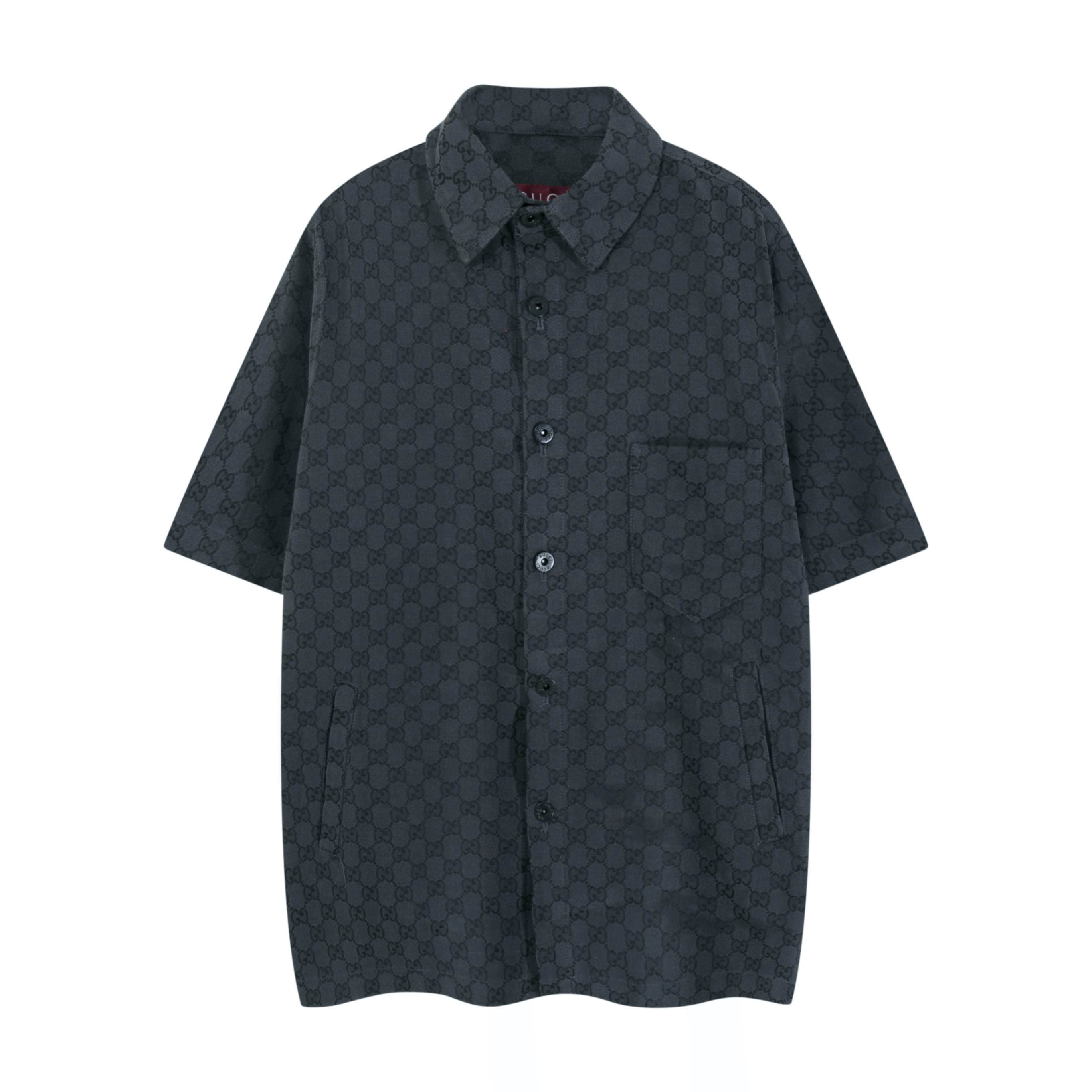 グッチ「Gucci」グッチ オールオーバーロゴ ショートスリーブシャツ / デニムシャツ