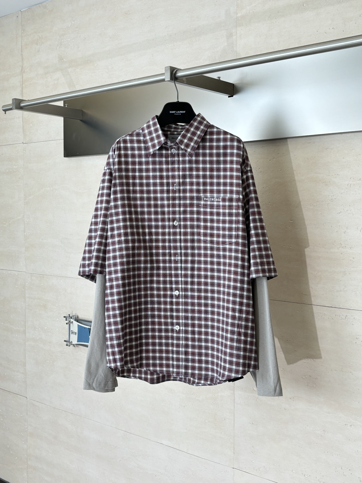 Balenciagaバレンシアガ トロンプ・ルイユ チェックシャツ / ロングスリーブシャツ