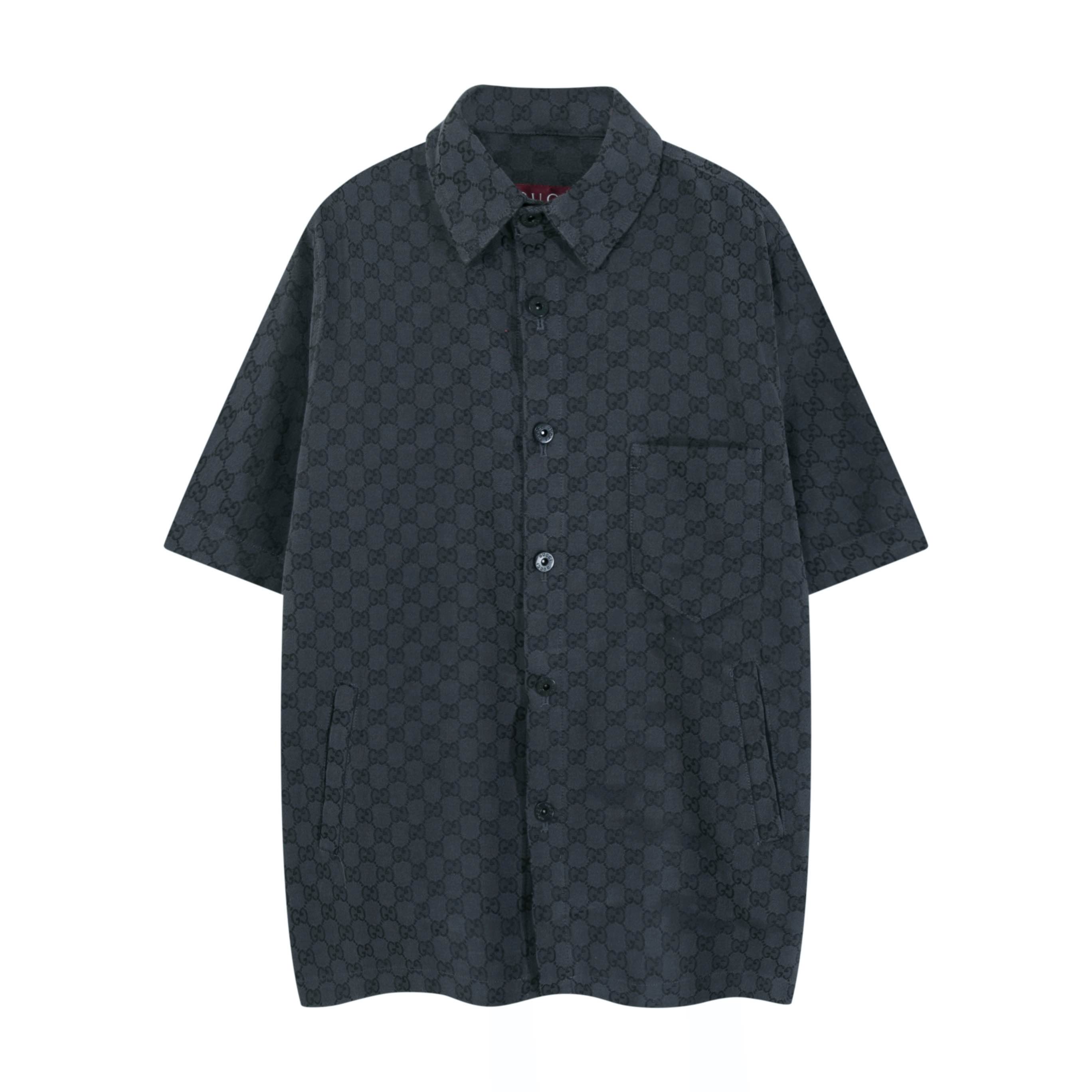 グッチ「Gucci」グッチ オールオーバーロゴ ショートスリーブシャツ / デニムシャツ