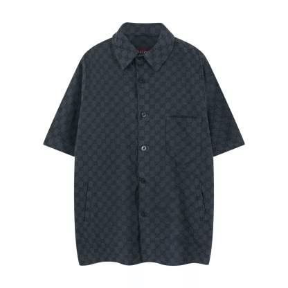 グッチ「Gucci」グッチ オールオーバーロゴ ショートスリーブシャツ / デニムシャツ