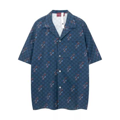グッチ「Gucci」グッチ オールオーバーロゴ ショートスリーブシャツ / デニムシャツ