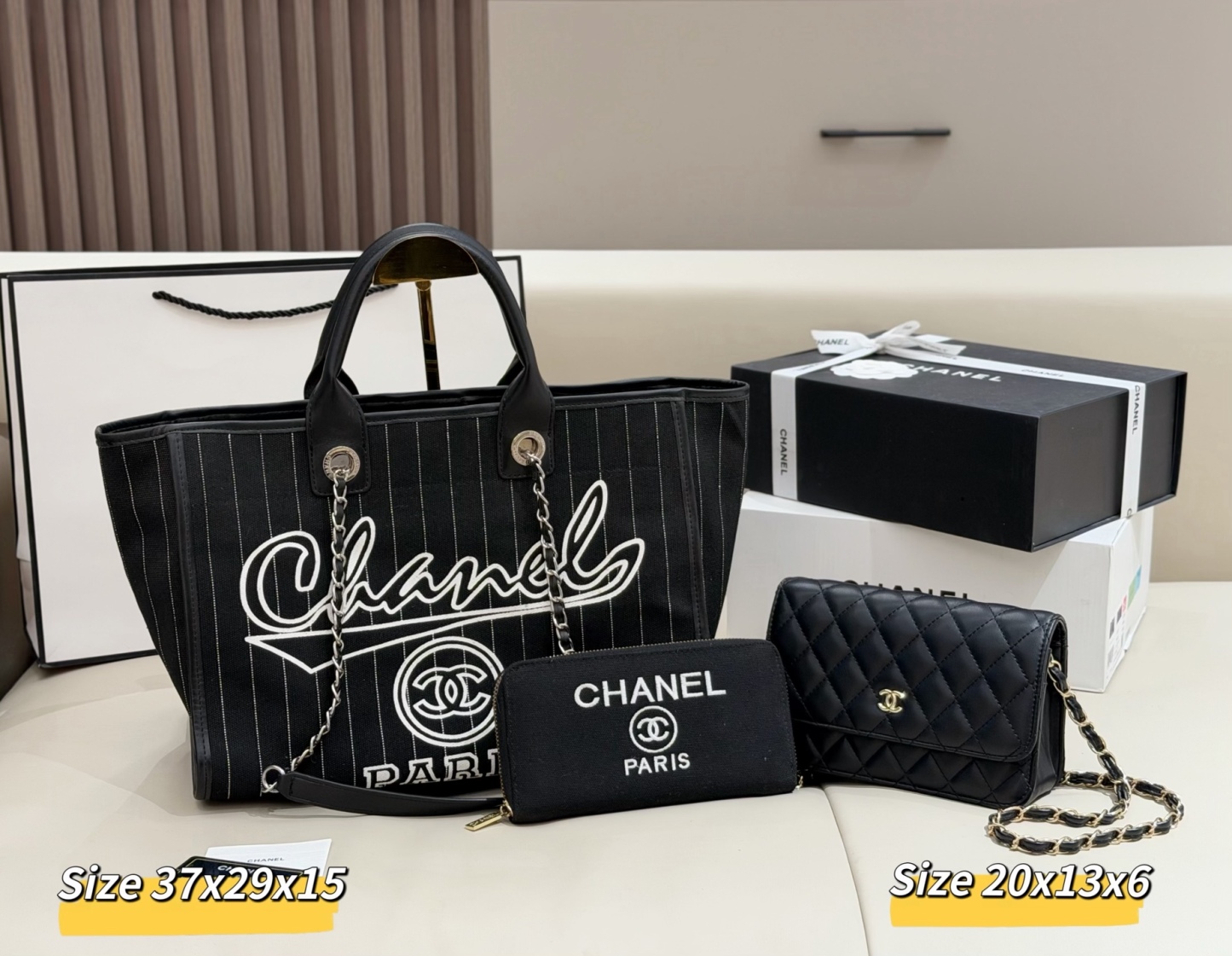 シャネル「Chanel」コンビネーションバッグ3点セット / トートバッグ＆ポーチセット