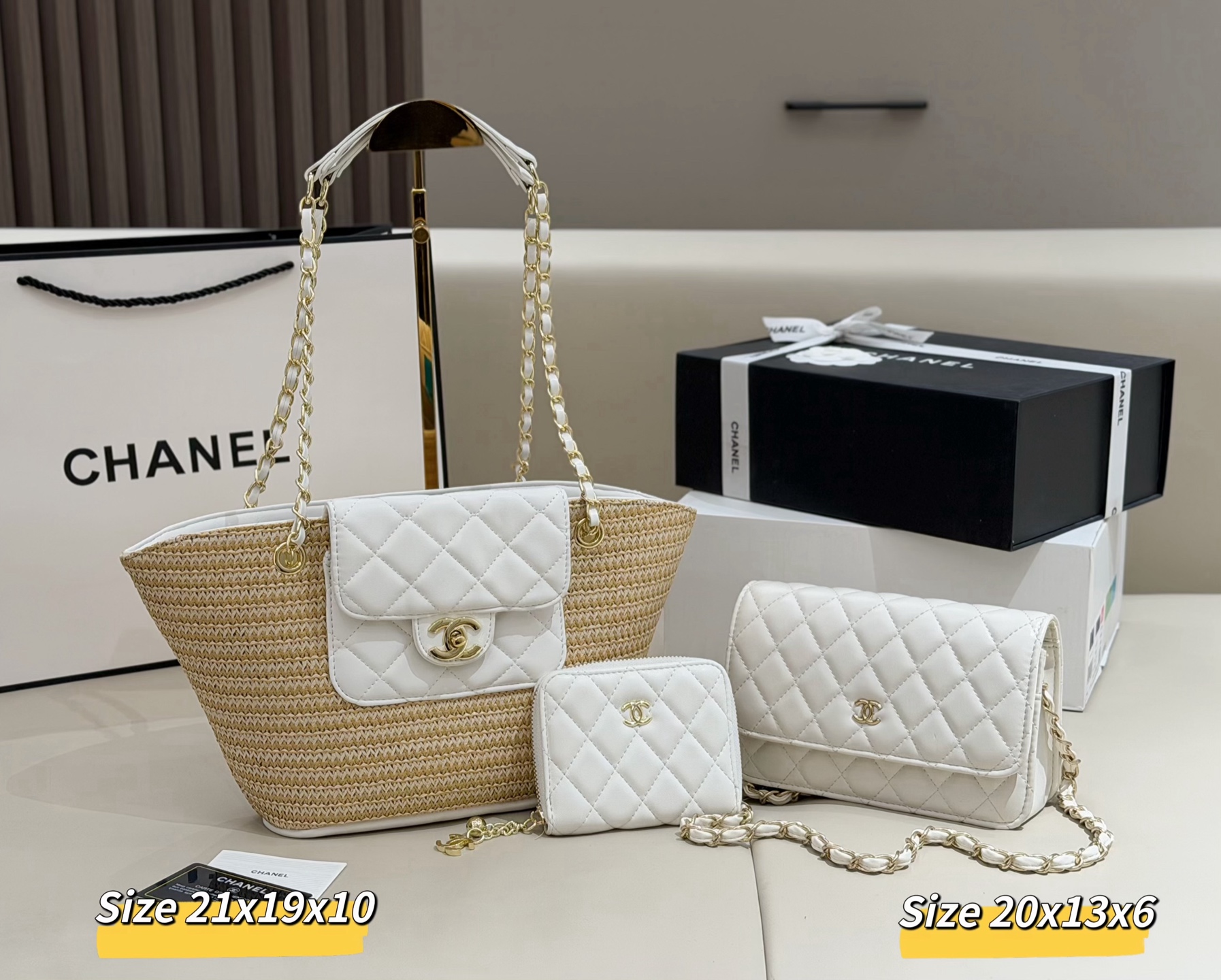 シャネル「Chanel」コンビネーションバッグ3点セット / トートバッグ＆ポーチセット
