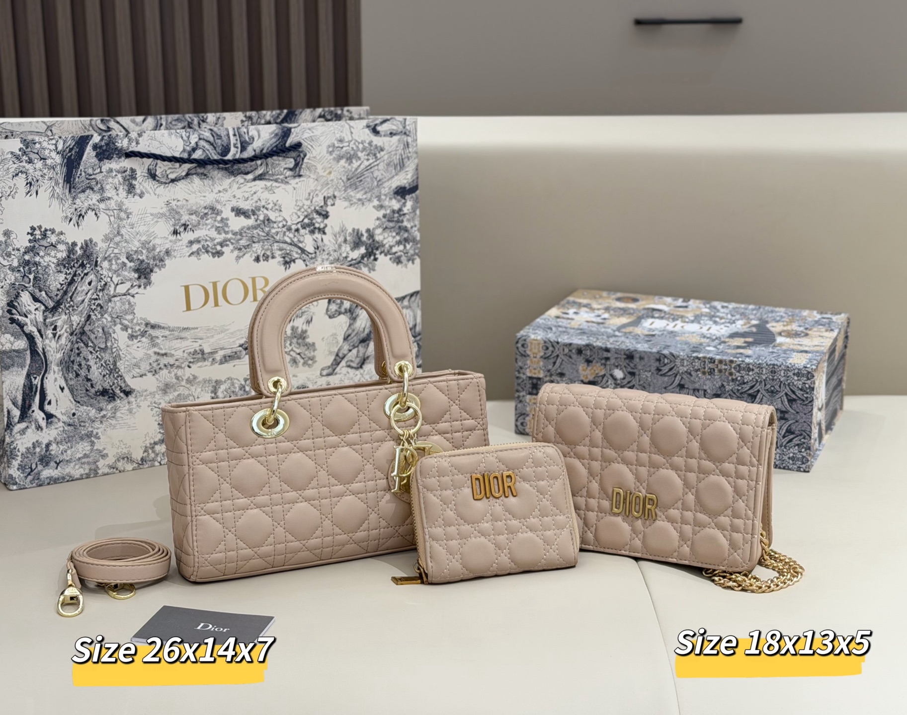ディオール「Dior」コンビネーションバッグ3点セット / トートバッグ＆ポーチセット