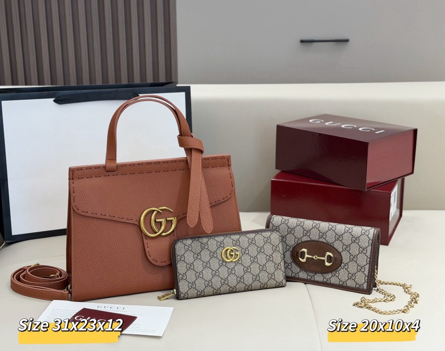 グッチ「Gucci」コンビネーションバッグ3点セット / トートバッグ＆ポーチセット