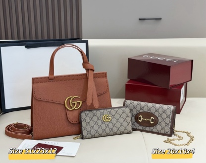 グッチ「Gucci」コンビネーションバッグ3点セット / トートバッグ＆ポーチセット