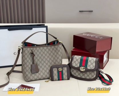 グッチ「Gucci」コンビネーションバッグ3点セット / トートバッグ＆ポーチセット