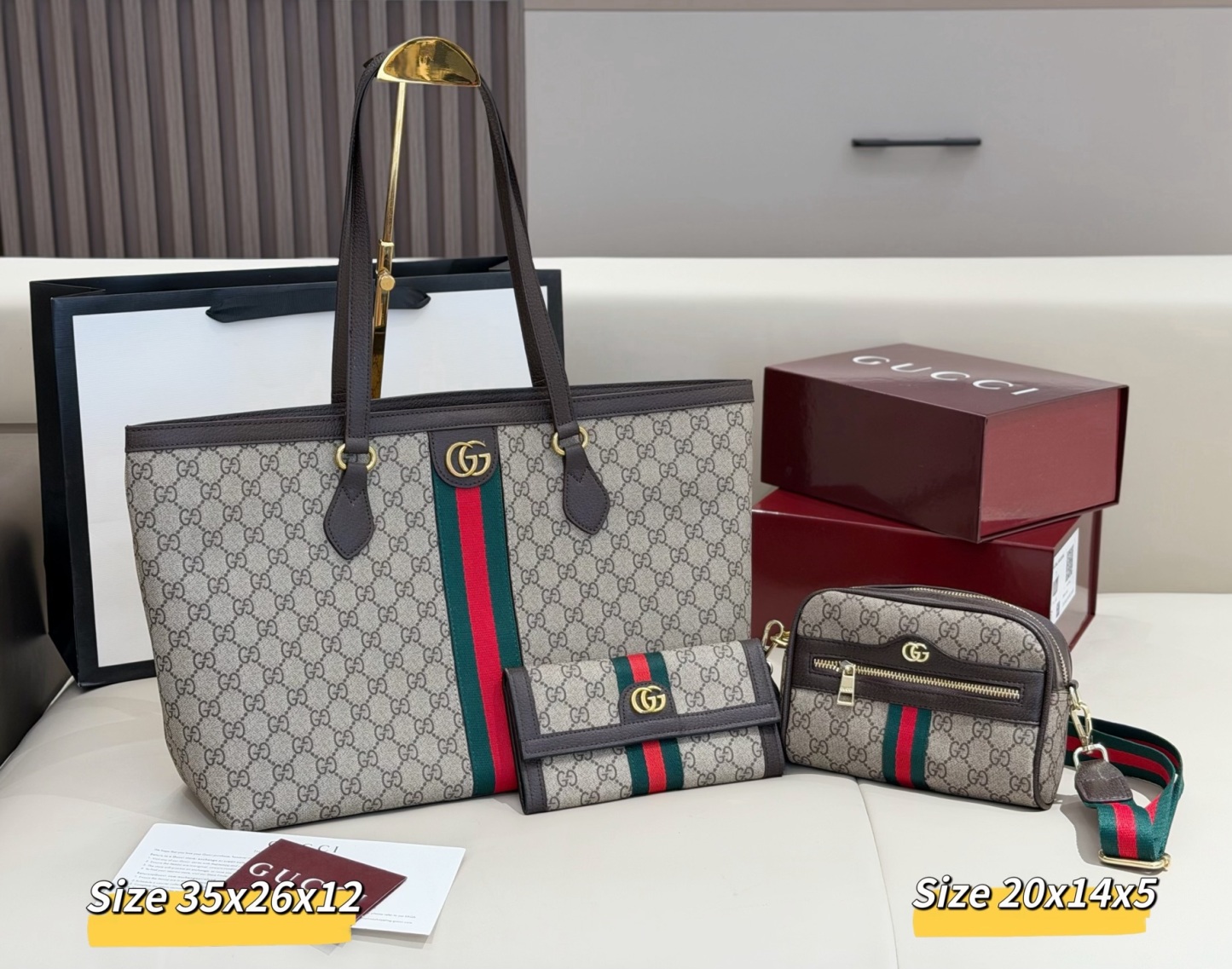 グッチ「Gucci」コンビネーションバッグ3点セット / トートバッグ＆ポーチセット