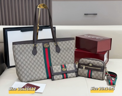 グッチ「Gucci」コンビネーションバッグ3点セット / トートバッグ＆ポーチセット