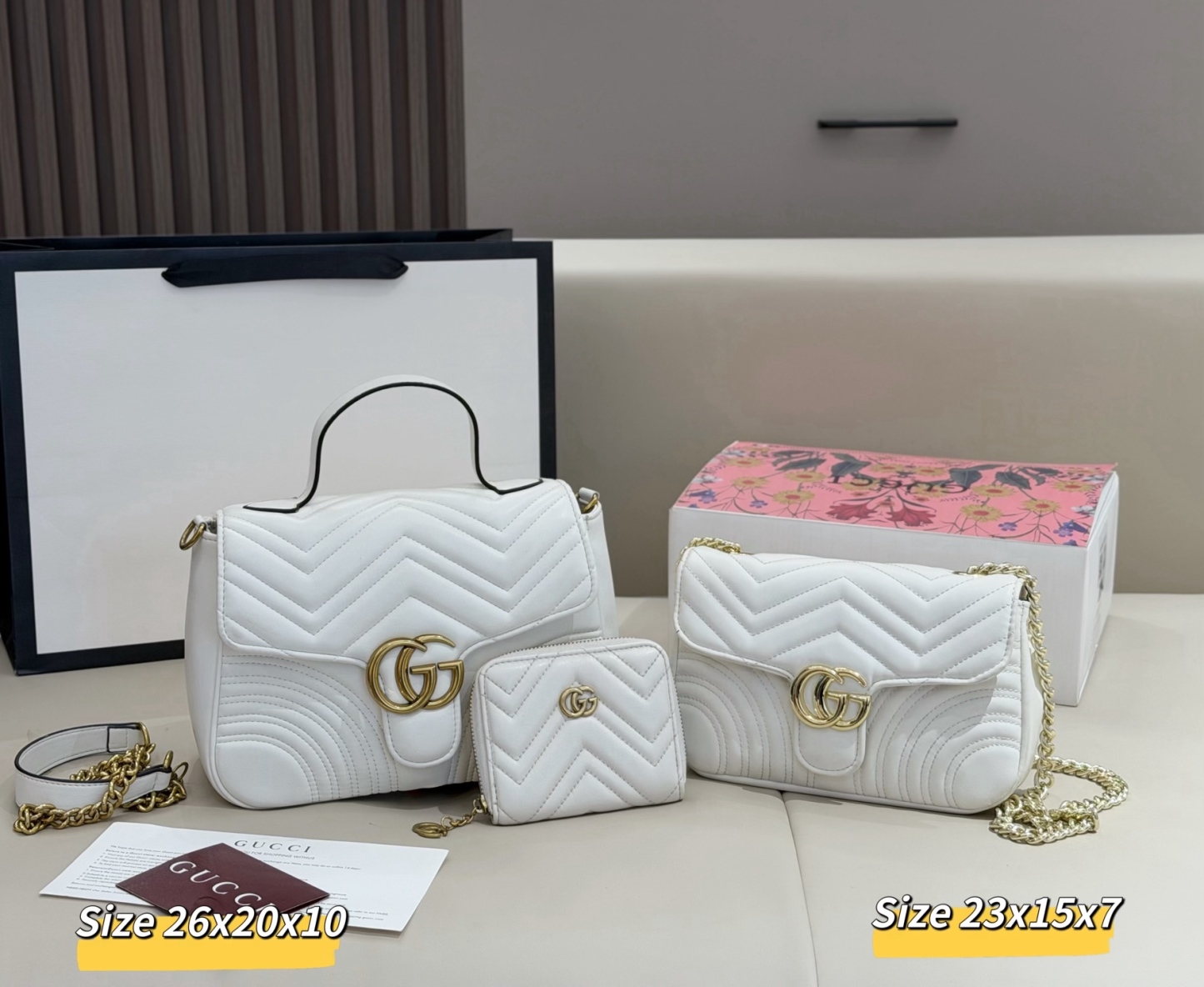 グッチ「Gucci」コンビネーションバッグ3点セット / トートバッグ＆ポーチセット