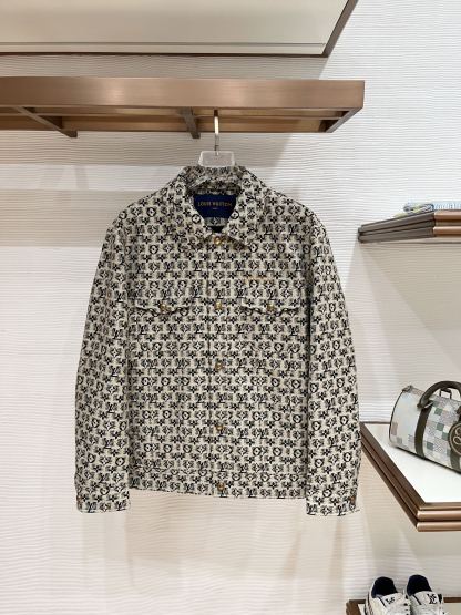 ルイ・ヴィトン「Louis Vuitton」モノグラム柄 ジャカード フリップカラー ジャケット / ワークジャケット