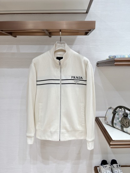 プラダ「Prada」プラダ リブニット スタンドカラー ジップアップジャケット / メンズ ニットアウター