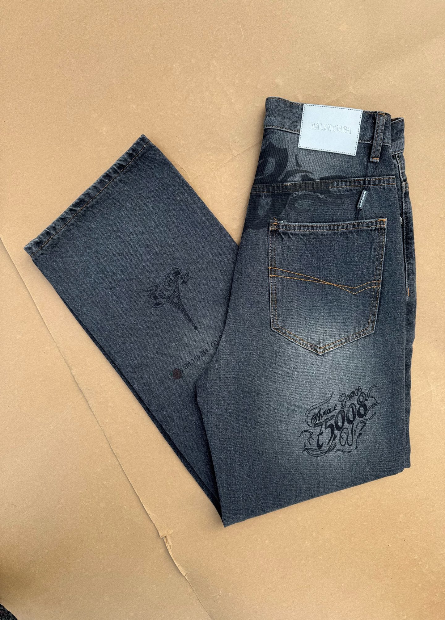 BURBERRY & バーバリー ヴィンテージウォッシュ ワイドレッグデニムパンツ / ユニセックス