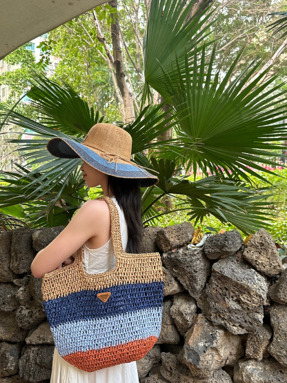 プラダ「Prada」ラフィアトート 1BV789 ショルダーバッグ