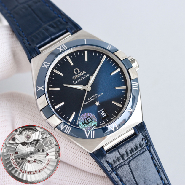 オメガ「Omega」Constellatio﻿n 41MM セラミックベゼル＆レザーストラップ メンズ腕時計 「4色」