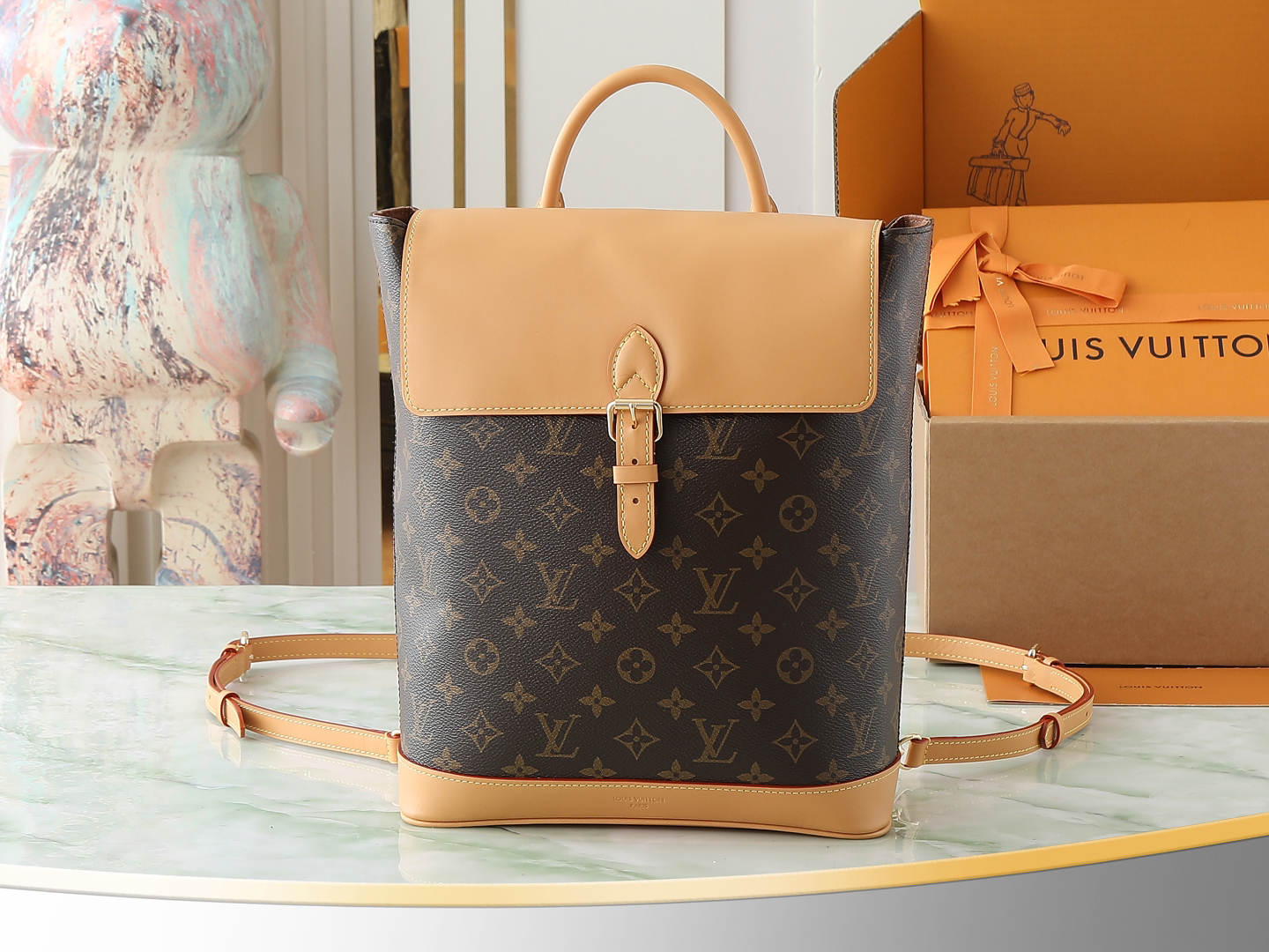 ルイ・ヴィトン「Louis Vuitton」モノグラム レザー バックパック SOHO リュックサック