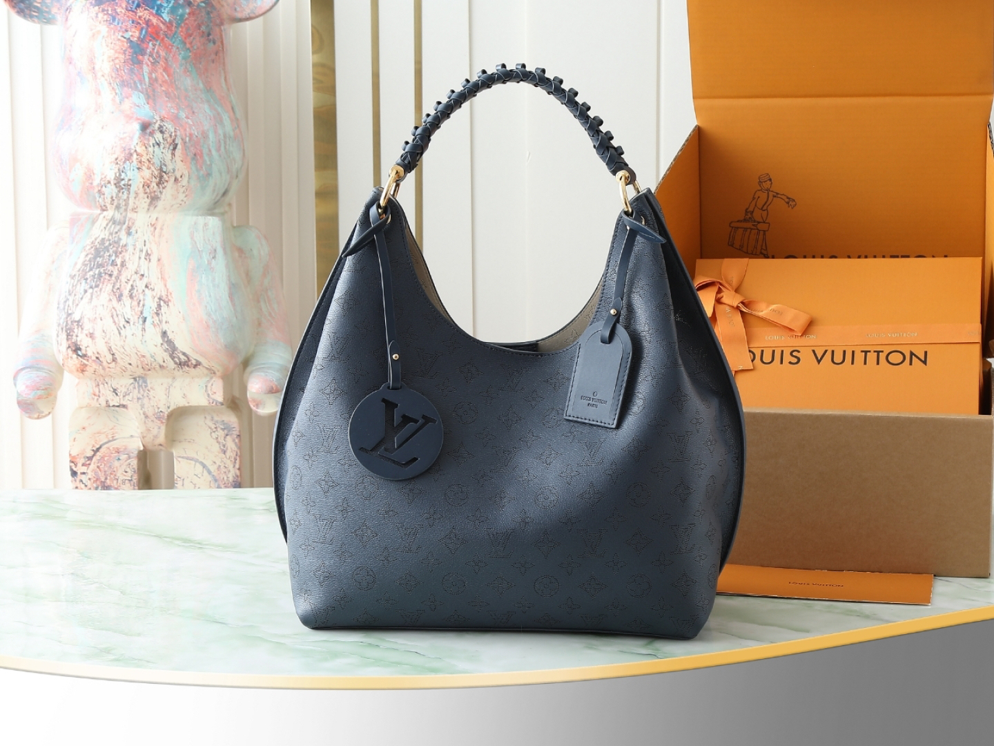 ルイ・ヴィトン「Louis Vuitton」CARMEL ハンドバッグ ネイビー
