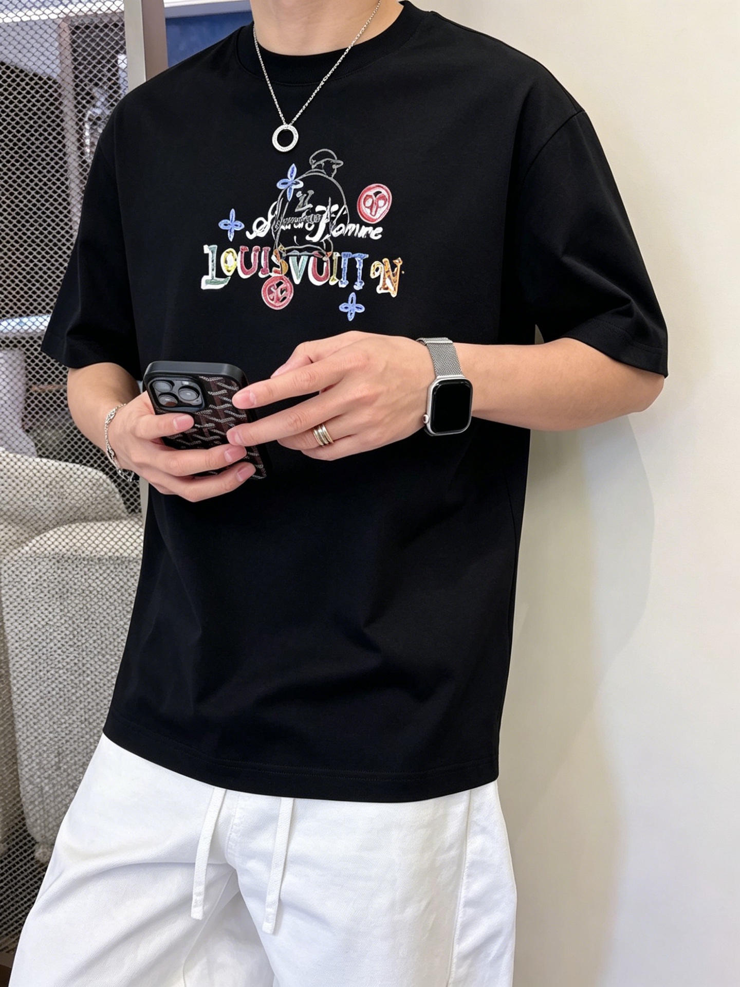ルイ・ヴィトン「Louis Vuitton」ロゴプリントTシャツ / ショートスリーブ クルーネック