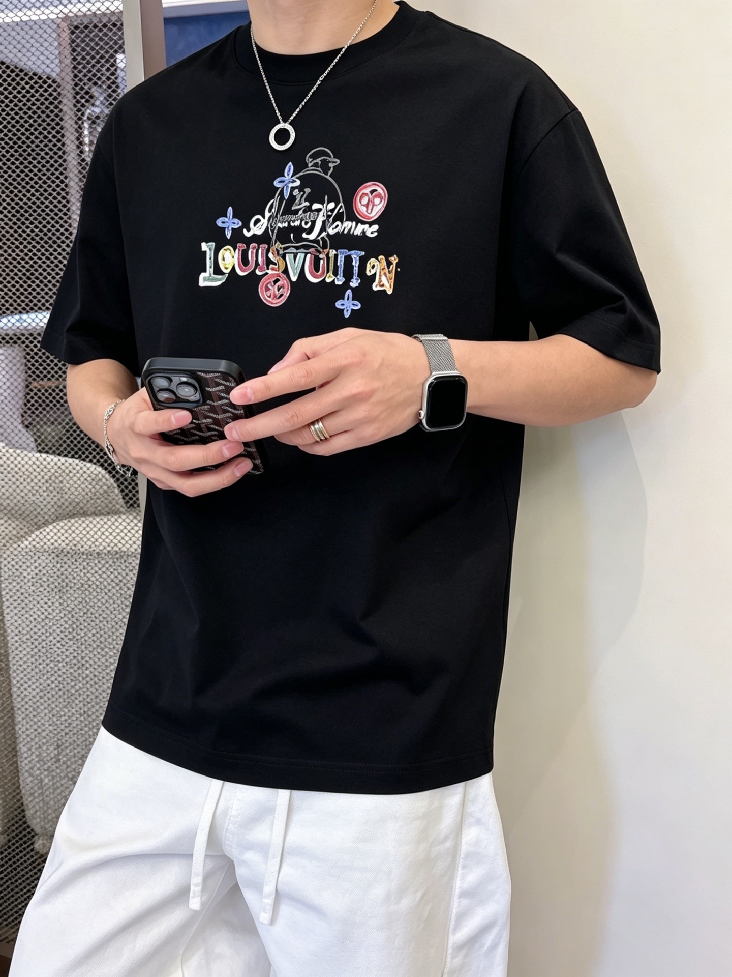 ルイ・ヴィトン「Louis Vuitton」ロゴプリントTシャツ / ショートスリーブ クルーネック
