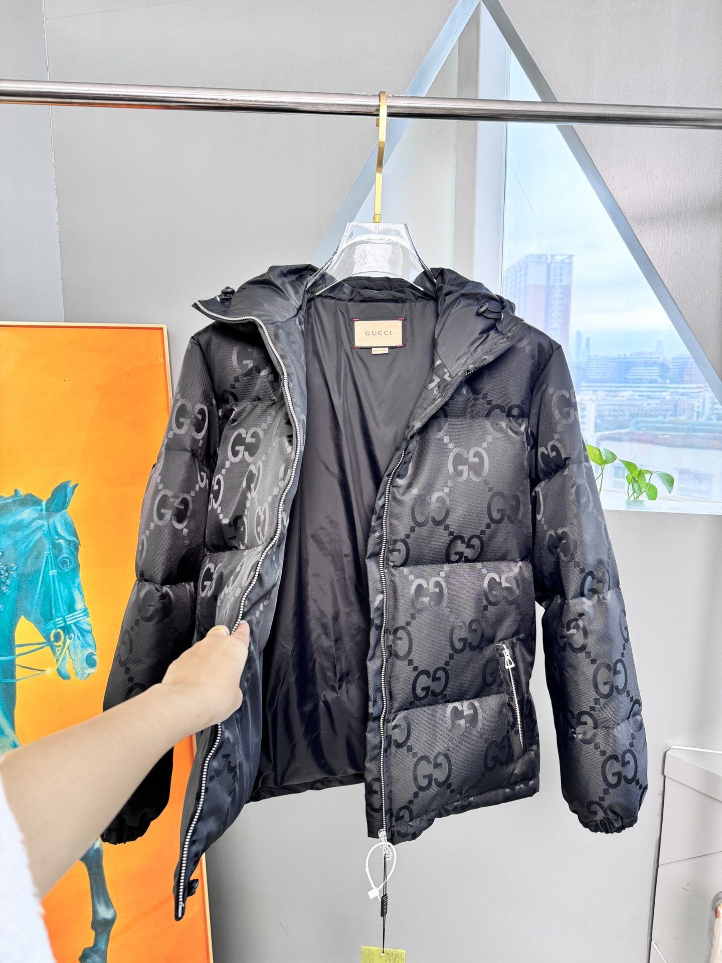 グッチ「Gucci」秋冬フード付きダウンジャケット