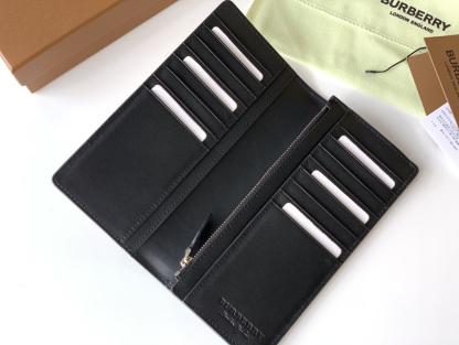 バーバリー「Burberry」Haymarket チェック & レザー 二つ折り長財布