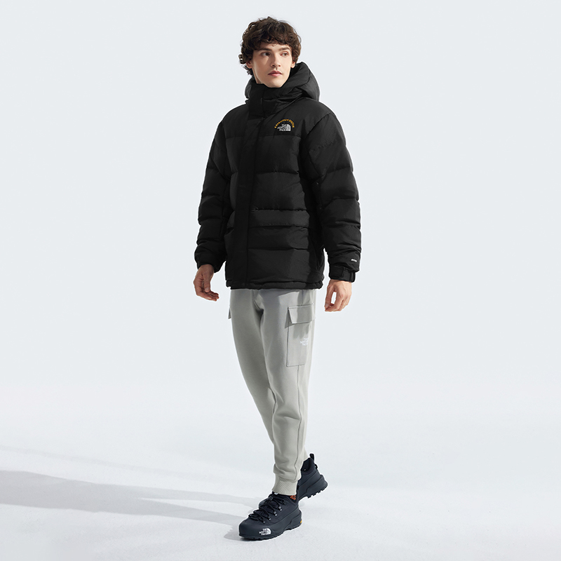 The North Face 2024 年モデルの新商品、クラシックなアイコンシリーズの男性用 HMLYN ヒマラヤ産ガチョウの羽毛で保温効果のあるダウンジャケットです