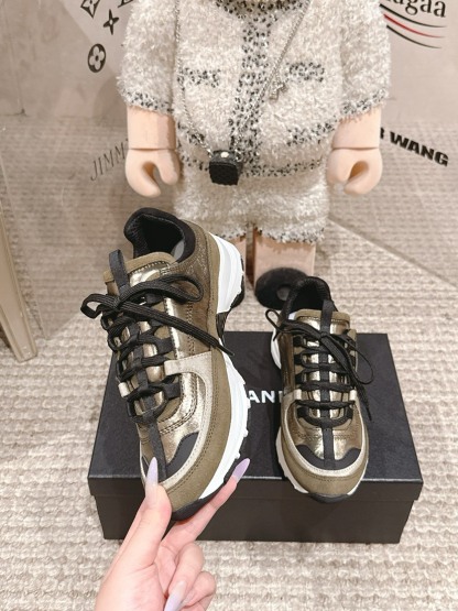 シャネル「Chanel」シャネル スタイル レザースニーカー (パンダカラー) / レジャースニーカー