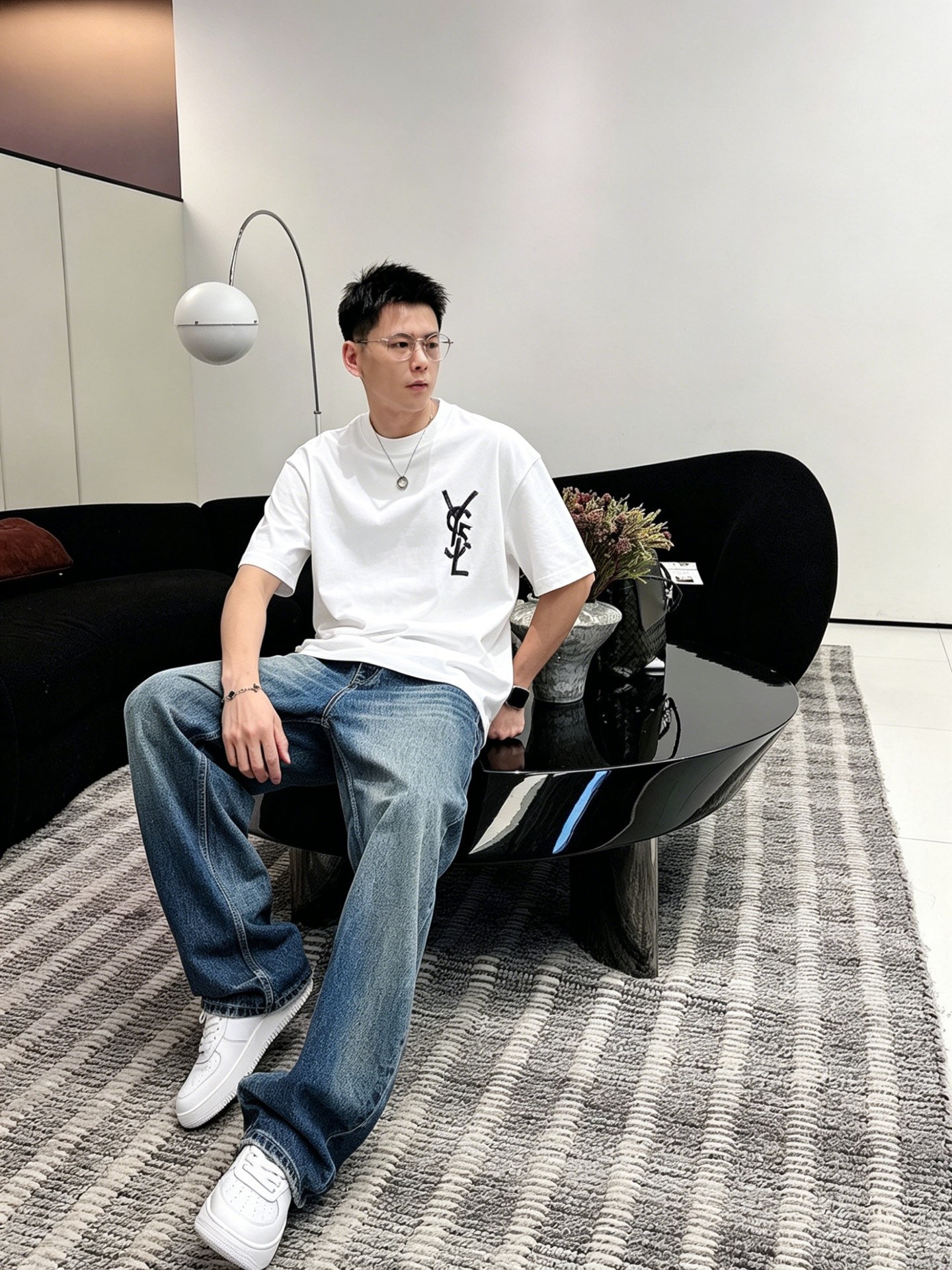 サンローラン「Saint Laurent」ロゴプリントTシャツ / ショートスリーブ クルーネック