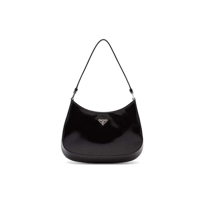 プラダ「Prada」クレオ ブラッシュドレザー ショルダーバッグ ブラック