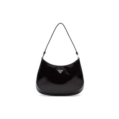 プラダ「Prada」クレオ ブラッシュドレザー ショルダーバッグ ブラック