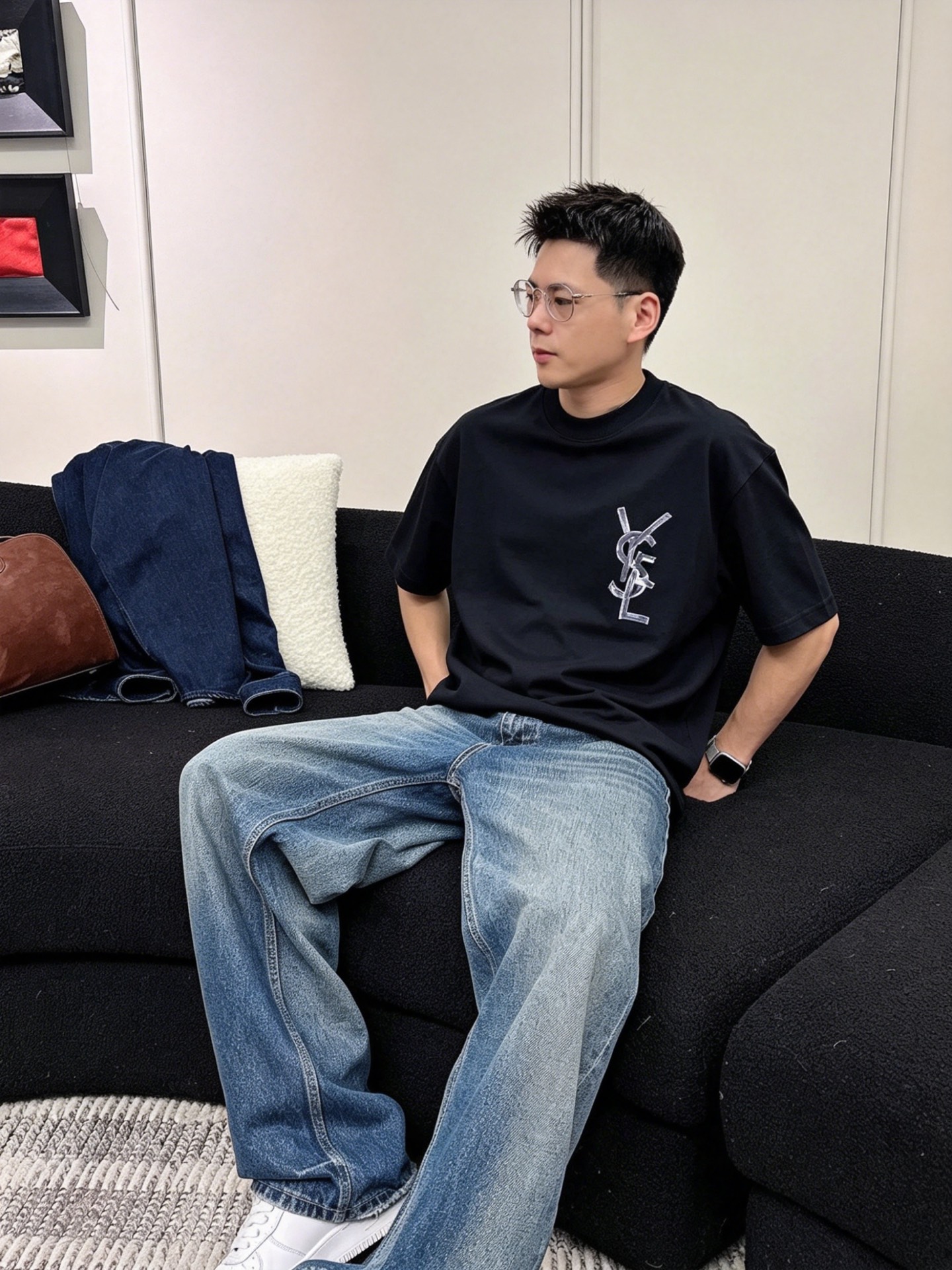 サンローラン「Saint Laurent」ロゴプリントTシャツ / ショートスリーブ クルーネック