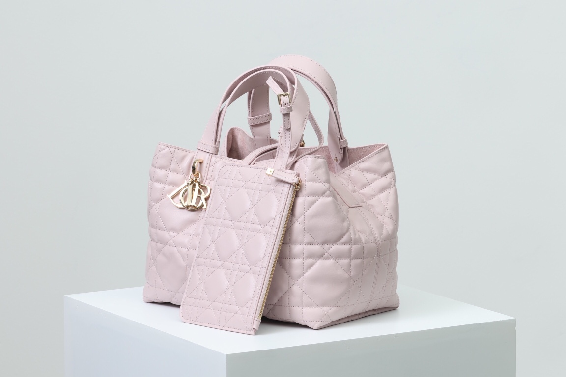 ディオール「Dior」Toujours ハンドバッグ センター（ラベンダーピンク カーフレザー）