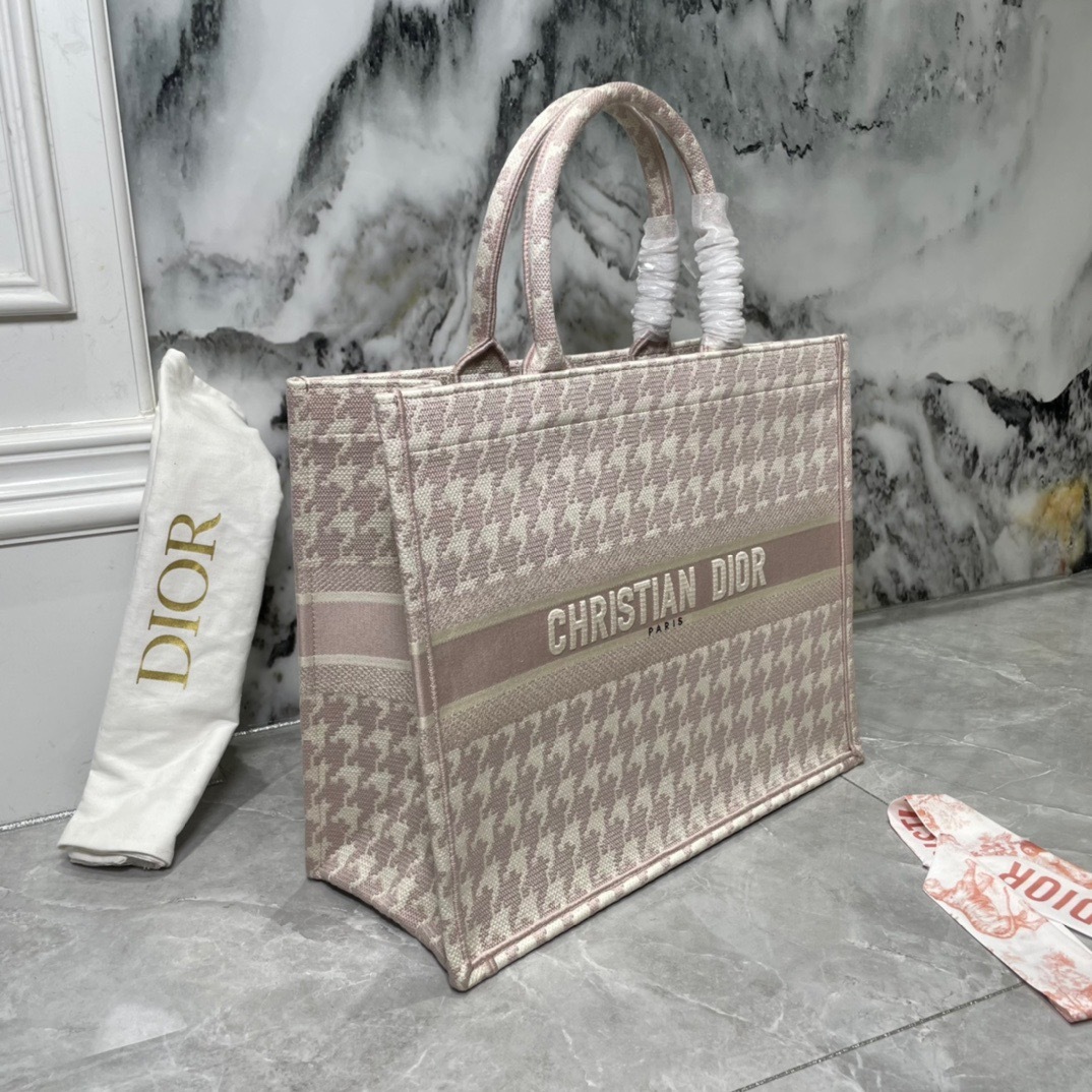 ディオール「Dior」Book Tote 千鳥柄 ラージサイズ ショッピングトートバッグ