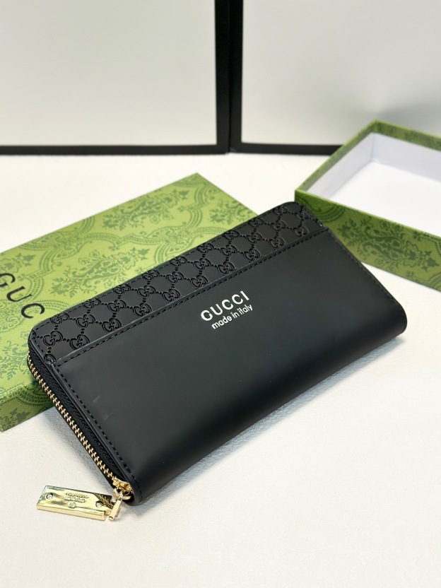 グッチ「Gucci」シグネチャー レザー ウェブ ジップアラウンドウォレット