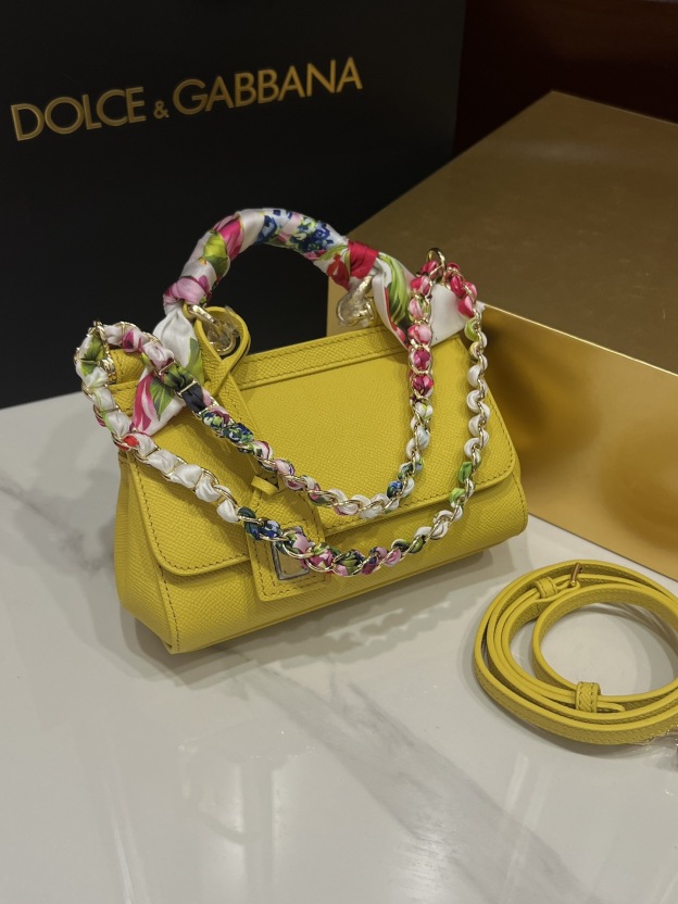 ドルチェ・アンド・ガッバーナ「D&G」シシリーミニ レザートップハンドルバッグ