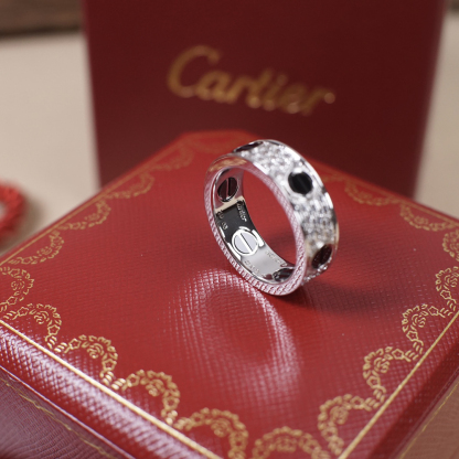 カルティエ「Cartier」 ラブ エタニティ スリム 3列ダイヤ ブラックピン リング
