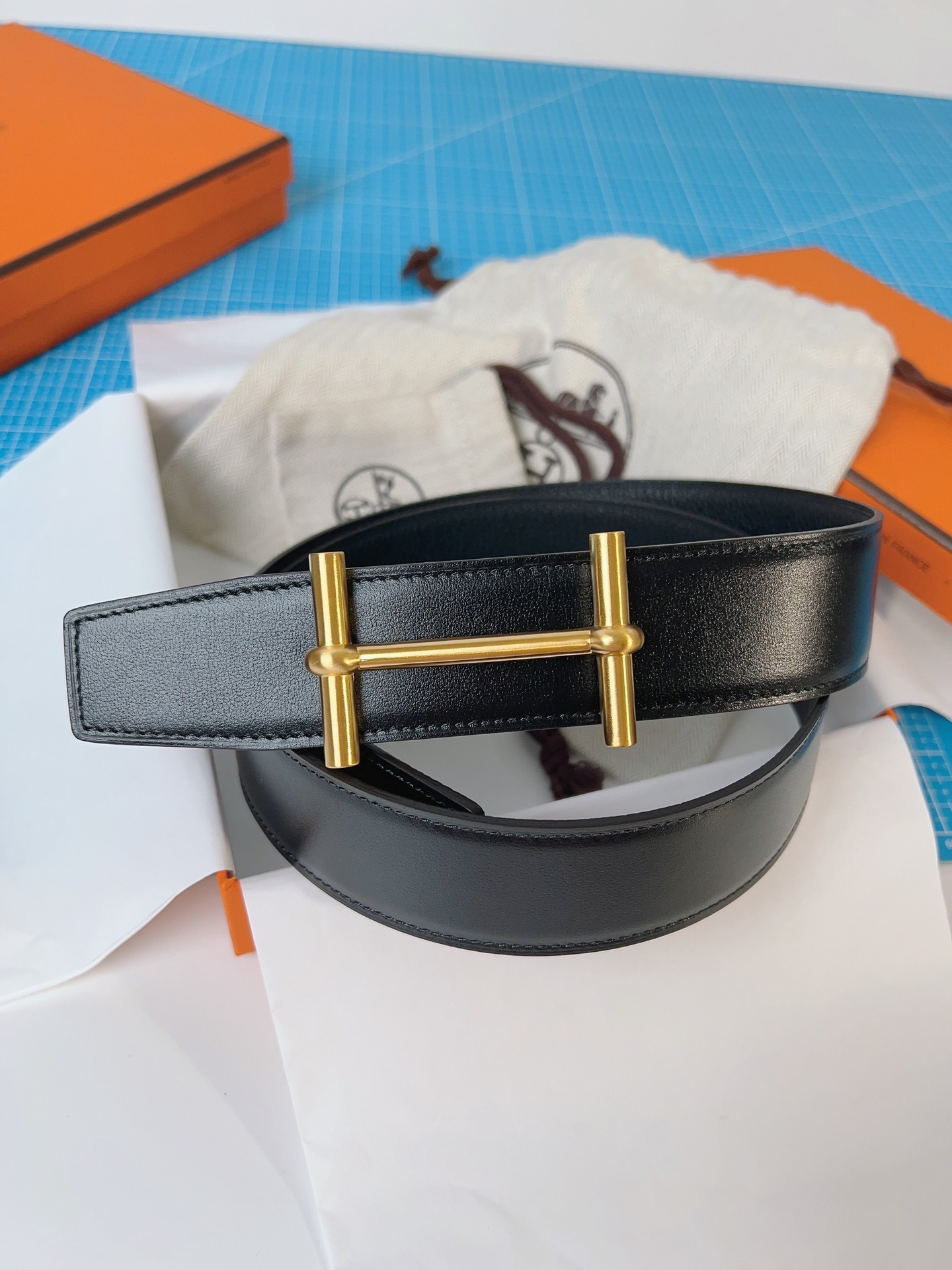 エルメス「Hermès」 ダブルフェイス トゴ革 ベルト100MM