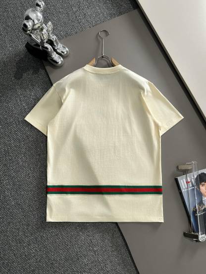 グッチ「Gucci」革刺繍アルファベットlog半袖Tシャツ
